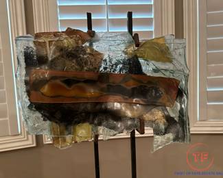 HELEN BROUGH Glass Sculpture on Metal Stand
