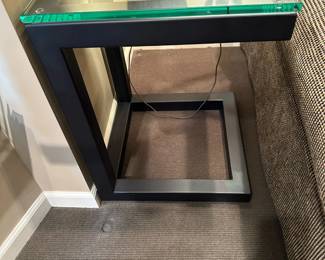 CRATE & BARREL Parsons Glass Top End/Side Table