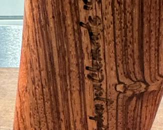 "Amber Demure" Stretched Glass Face on Wood Base Sculpture by STEPHEN CLEMENTS