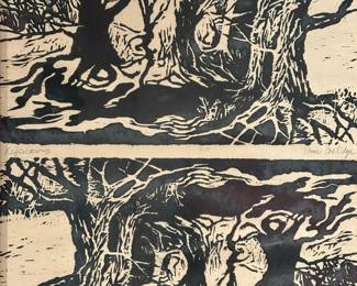 ELAINE COOLIDGE "Reflections" Signed Limited Edition Woodcut on Rice Paper