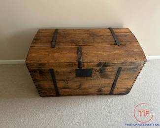 1800's Antique Dome Top Immigrant Trunk Hand-Dovetail