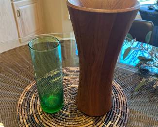 JENS QUISTGAARD for DANSK DESIGN Staved Teak Vase with Glass Insert