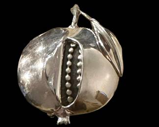 Vintage Sterling SILVER Pomegranate Brooch