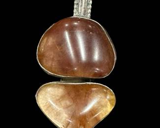 REBECCA COLLINS Rutilated Quartz on STERLING Pendant 