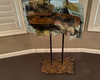 HELEN BROUGH Glass Sculpture on Metal Stand