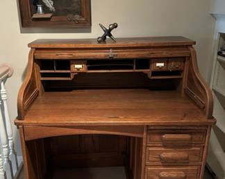 Vintage Oak Roll Top Desk