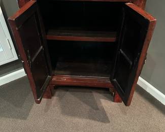 1860's Shanxi China Red Lacquer Two Door Cabinet 
