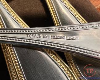 TOWLE Stainless BEADED ANTIQUE GOLD 18/8 Flatware - Germany