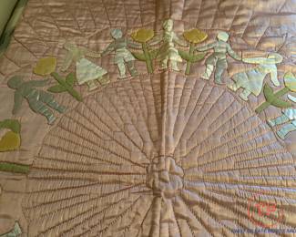 Vintage ILA Handmade Satin-Velvet Quilt