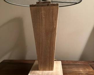 Industrial Wood Lamp with Mesh Shade