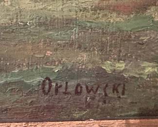 19th Century Antique Signed ORLOWSKI Pastoral Landscape with Sheep Grazing Oil on Canvas