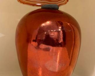 MARK HINES Glass Art Vase with Geode Stopper