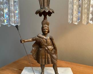 Antique Brass Figural Indian Warrior Candelabra