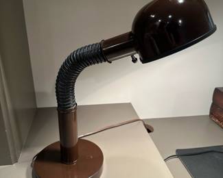 1970's Retro Mod Brown Gooseneck Desk Lamp by LIGHTOLIER