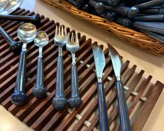 DENBY POTTERY Regency Blue MCM Silverware Set