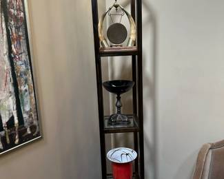 Welded Metal Etagere with Glass Shelves
