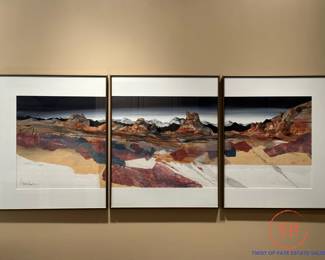 "Highland's Winter" Triptych Watercolor Collage by HAROLD (HAL) LARSEN