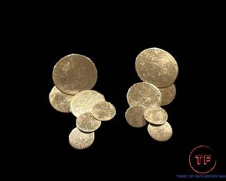 14K GOLD Artist Signed NABCO Hinged Chandelier Earrings