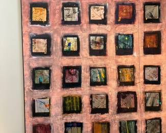 "Grid of 56" Oil Leaf Polymer on Panels by LARRY ROOTS
