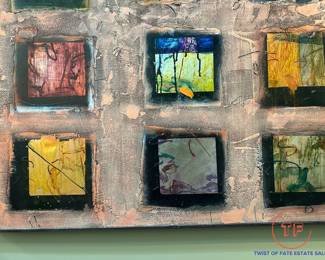 "Grid of 56" Oil Leaf Polymer on Panels by LARRY ROOTS