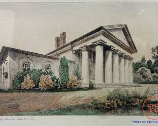 Signed Hand-Tint Etching "The Home of General Robert E. Lee" (Arlington House)