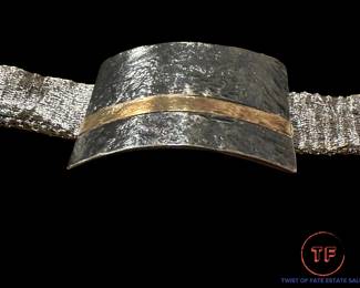 Sterling Silver with 18K GOLD Inlay on Mesh Bracelet