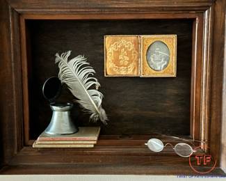 Family Heirloom Shadow Box Display with Tin Type