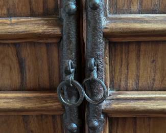 Chinese Style Two Door Cabinet with Iron Pull Handles