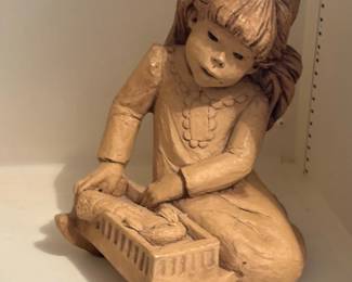 "My Dolly is Sleeping" Clay Sculpture by LEE BORTIN