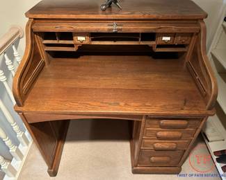 Vintage Oak Roll Top Desk