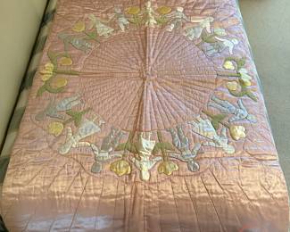 Vintage ILA Handmade Satin-Velvet Quilt