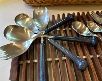 DENBY POTTERY Regency Blue MCM Silverware Set