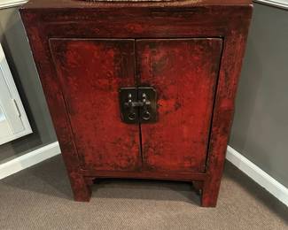 1860's Shanxi China Red Lacquer Two Door Cabinet 
