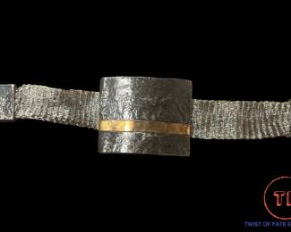 Sterling Silver with 18K GOLD Inlay on Mesh Bracelet