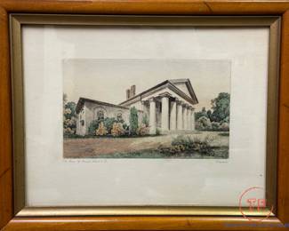 Signed Hand-Tint Etching "The Home of General Robert E. Lee" (Arlington House)