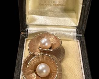 Vintage 14K GOLD Spirals and Pearl Earrings