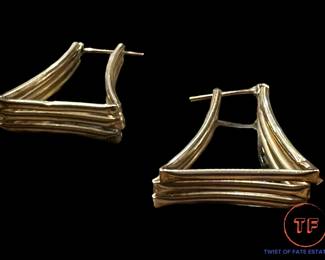 14K GOLD Geometrical Vintage Earrings