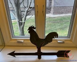 Antique Sheet Iron Rooster Weathervane