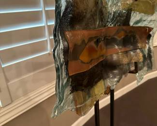 HELEN BROUGH Glass Sculpture on Metal Stand