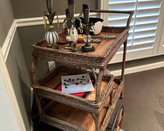Antique Wicker Tea Cart (circa 1890's)