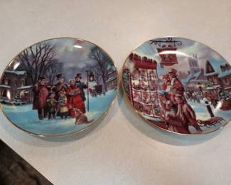 Lloyd Garrison " The Carolers" and " The Toy Store" Decorative Plates