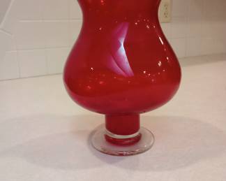 Ruby Red Hurricane Footed Vase