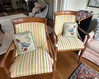 Pair of Carved Open Armed Chairs