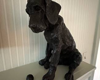 Bronze Puppy with Ball signed Rosemary Cook
