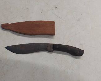 Knife with Wooden Handle and Sheath