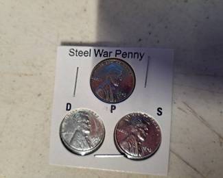3 steel war pennies - P-D-S Mint Marks