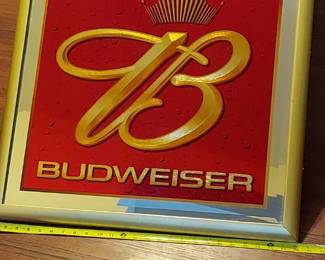 Mirrored, Budweiser bar sign.