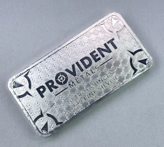 10 oz Silver Bar, Provident Metals .999 Fine
