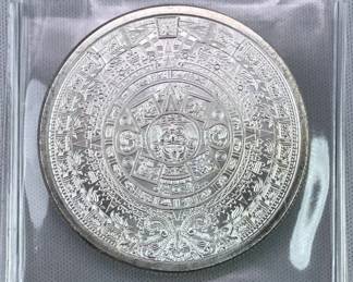 1oz Silver Aztec Calendar Style Round .999