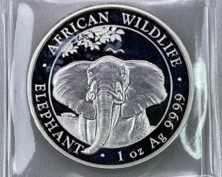 2021 Somalia 1oz Silver .9999 Elephant Wildlife
